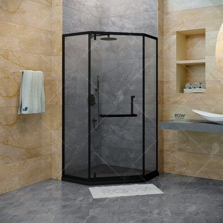 Душевой угол RGW Hotel 90x90x195 профиль черный, стекло прозрачное
