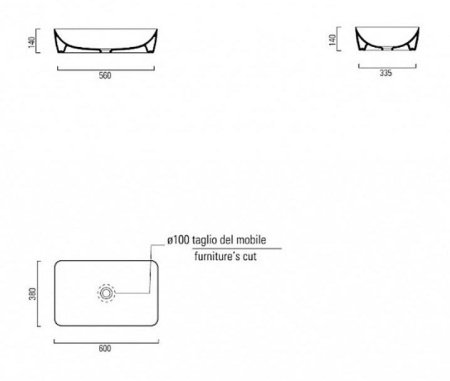 Раковина накладная 60см GSI Sand 903611 белая