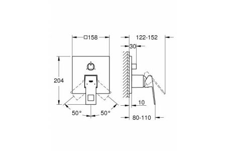 Смеситель для душа Grohe Eurocube 24094DC0 суперсталь