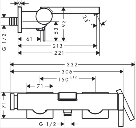 Смеситель для ванны Hansgrohe Tecturis E 73420700 белый матовый