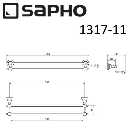 Полотенцедержатель Sapho DIAMOND 1317-11 хром