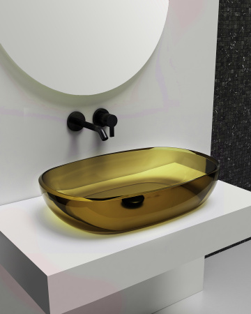 Раковина накладная прозрачная ABBER Kristall AT2805Vesuvian оливковая