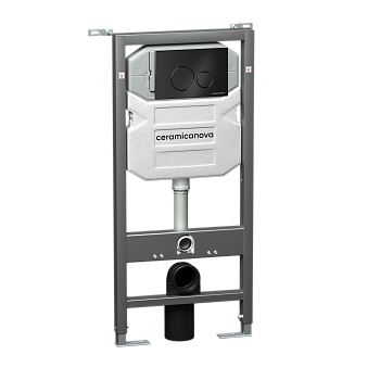 Система инсталляции для унитазов CERAMICA NOVA Envision CN1001B с кнопкой смыва Round цвет чёрный матовый и креплениями