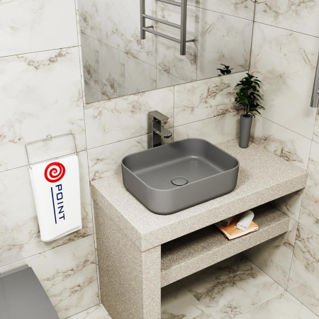 Раковина накладная 50см Point Меркурий PN43832GM графит