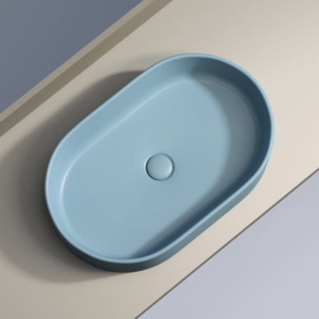 Раковина накладная 60см Ceramica Nova Element CN6048ML голубой матовый