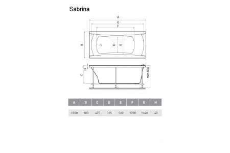 Ванна акриловая Relisan SABRINA Гл000024804, 170x70