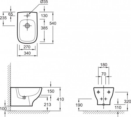 Биде подвесное Jacob Delafon Struktura EMC0002