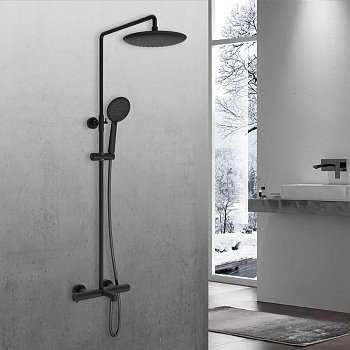 Душевая стойка с термостатом Vincea Desire VSFS-1D1TMB черный матовый