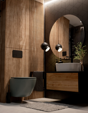 Унитаз подвесной безободковый AQUAme AQM2002MGR серый матовый, с сиденьем микролифт