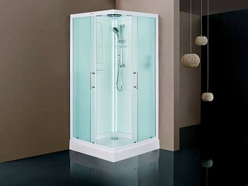 Душевая кабина Esbano LED ESKL100CKR 100x100x210см, профиль белый, стекло рифленое