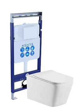 Унитаз с инсталляцией Set AQUATEK ЛИБРА Easy Fix +сиденье-микролифт+звукоизоляционная прокладка