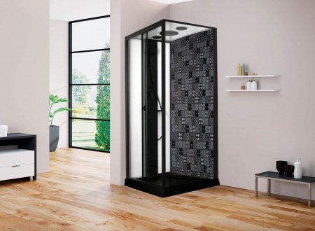 Душевая кабина Esbano Black ESKBB1280СKR 120x80x210см, профиль черный матовый, стекло прозрачное