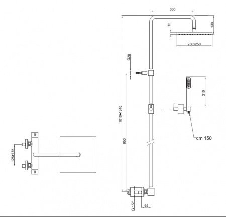 Душевая стойка Webert Pegaso PE980507010METAL золото