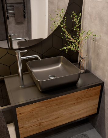 Раковина накладная 39см AQUAme AQM5011MB черный матовый