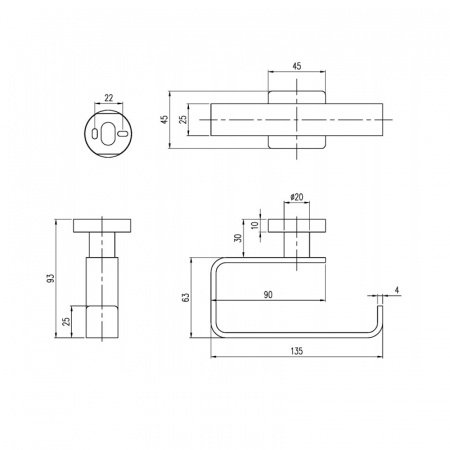 Держатель туалетной бумаги Villeroy & Boch Elements-Striking TVA15201400061 хром