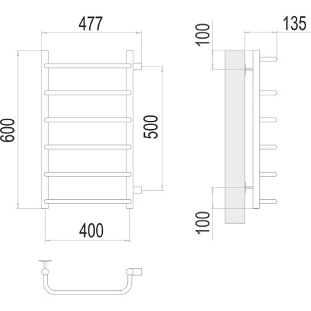 Полотенцесушитель водяной (боковое подключение) Terminus Стандарт П6 40х60