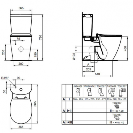 Унитаз напольный безободковый Ideal Standard CONNECT AquaBlade® E039701 без бачка и сиденья