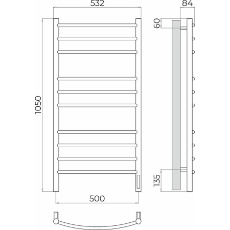 Полотенцесушитель электрический Terminus Классик П10 50х105
