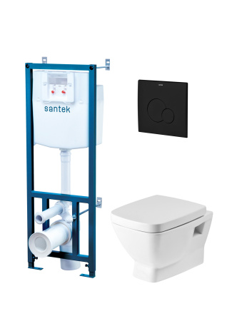 ПЭК Santek Нео Пэк 1WH501776 подвесная чаша + инсталляция + сиденье + панель черный матовый