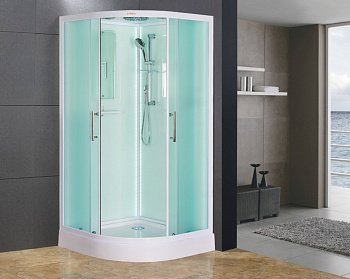 Душевая кабина Esbano LED ESKL100CR 100x100x210см, профиль белый, стекло рифленое