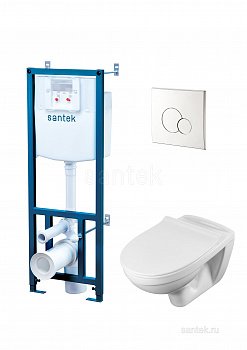 ПЭК Santek Бореаль Пэк 1WH501544 подвесная чаша + инсталляция + сиденье + панель хром