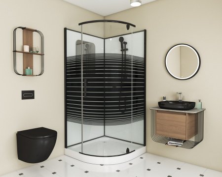 Душевая кабина Grossman GR270 100x100x205 профиль черный, стекло прозрачное с узором