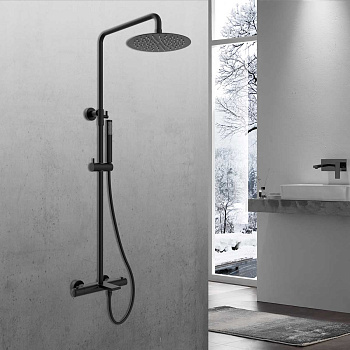 Душевая стойка с термостатом Vincea Vogue VSFS-1V1TMB черный матовый