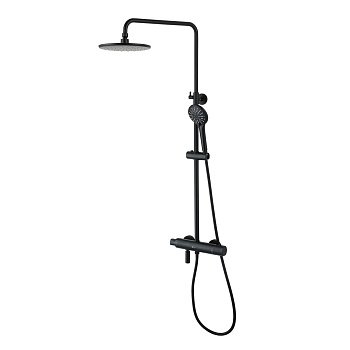 Душевая стойка с термостатом Lemark Bronx LM3772BL черный матовый