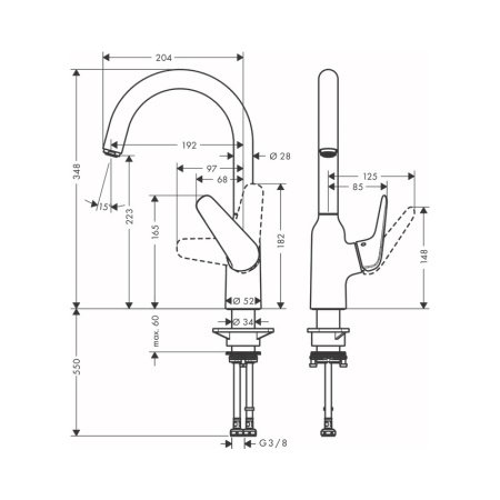 Смеситель для кухни Hansgrohe Focus M42 71802800 нержавеющая сталь