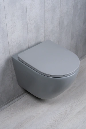 Унитаз подвесной безободковый GID Tr2122TF-Lgm серый матовый, с сиденьем микролифт