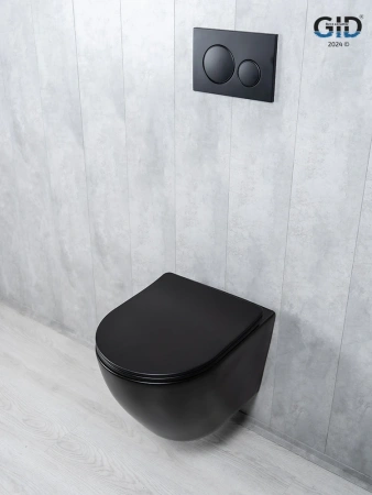 Унитаз подвесной безободковый GID Tr2122TF-Bm черный матовый, с сиденьем микролифт