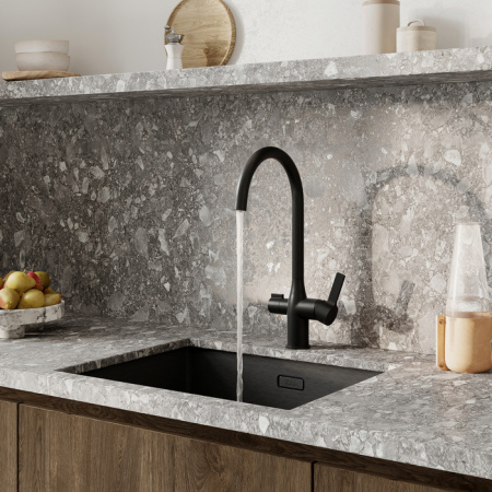 Смеситель для кухни с каналом для фильтрованной воды, черный матовый, Pure, IDDIS PURBLFJi05