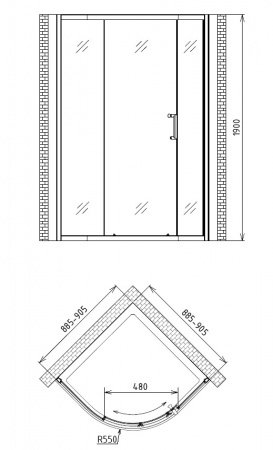 Душевой угол GEMY Victoria 90x90x190 профиль хром, стекло прозрачное