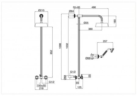 Душевая стойка Cezares OLIMP-CD-01-O хром