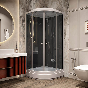 Душевая кабина Parly Classic CM101 100x100x215 профиль белый, стекло тонированное