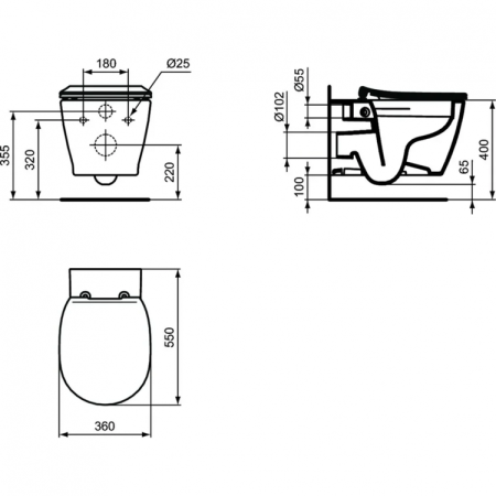 Унитаз подвесной безободковый Ideal Standard CONNECT Rimless E822301 с сиденьем микролифт