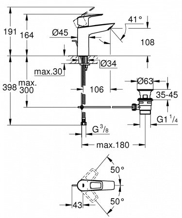 Смеситель для раковины Grohe BauLoop New 23762001 хром
