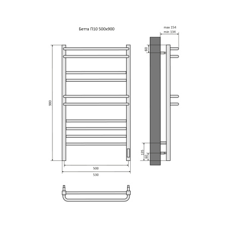 Полотенцесушитель элекрический Aquatek Бетта 90х50 черный матовый