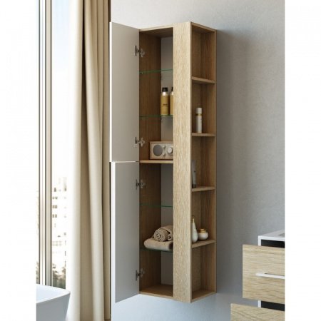 Шкаф пенал Aqwella 5 Stars Майами 40 Mai.05.04 подвесной Дуб сонома Белый