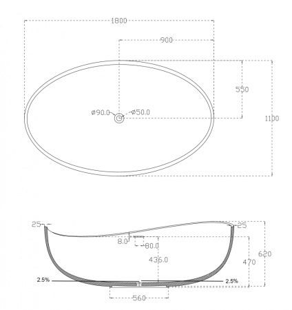 Ванна из искусственного камня ABBER Stein AS9639 белая матовая