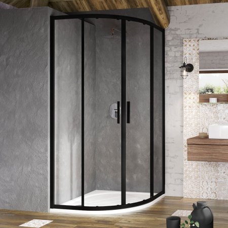 Душевой угол Ravak Blix Slim BLSCP4 90x90x195 профиль черный, стекло прозрачное