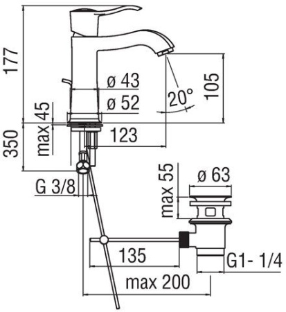 Смеситель для раковины Nobili Sofi SI98118/1CR Хром