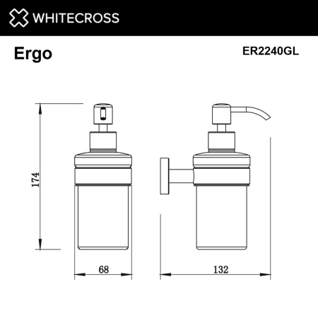 Дозатор для жидкого мыла подвесной WHITECROSS Ergo ER2240GL (золото)