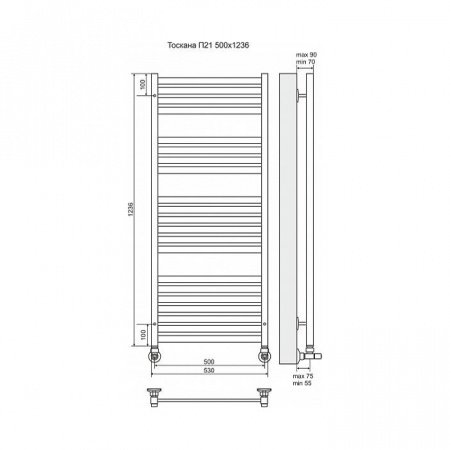Полотенцесушитель водяной Terminus Тоскана П21 500x1236
