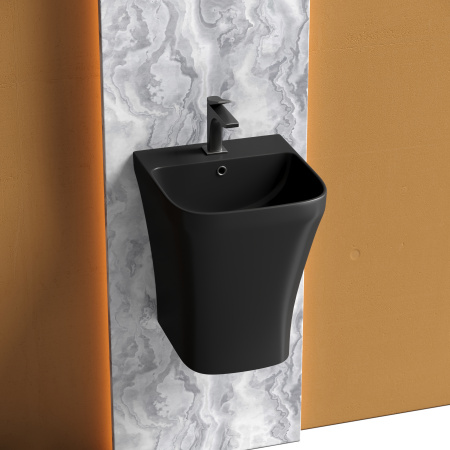 Раковина подвесная моноблок 36см Ceramica Nova Dion CN6067MB черный матовый