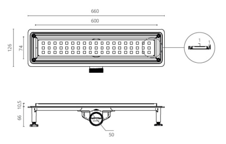 Душевой трап CTESI WAY SQUARE 60 см.