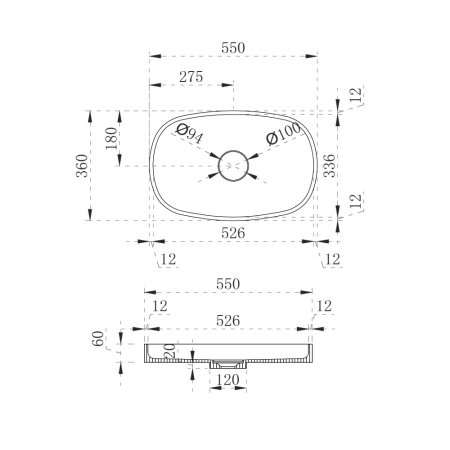 Раковина накладная 55см ABBER Stein AS2601 белый