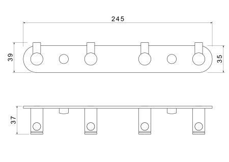 Планка с 4 крючками Aquatek Европа AQ4123CR хром