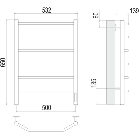 Полотенцесушитель электрический Terminus Виктория П6 50х65