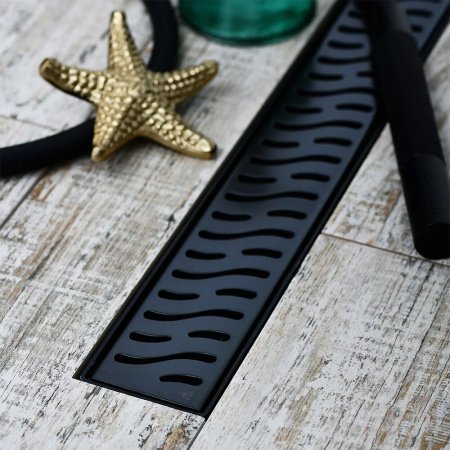 Душевой лоток 35см Veconi  Harmony V350HB решетка черный матовый